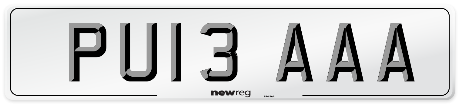 PU13 AAA Number Plate from New Reg